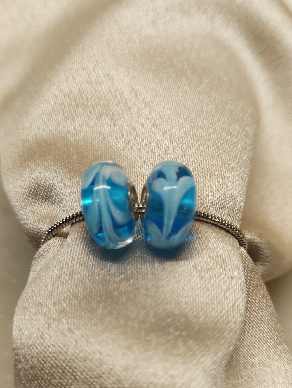 Murano Glass Style Beads - Fits Pandora Bracelets! Lot Of 2 Beads
